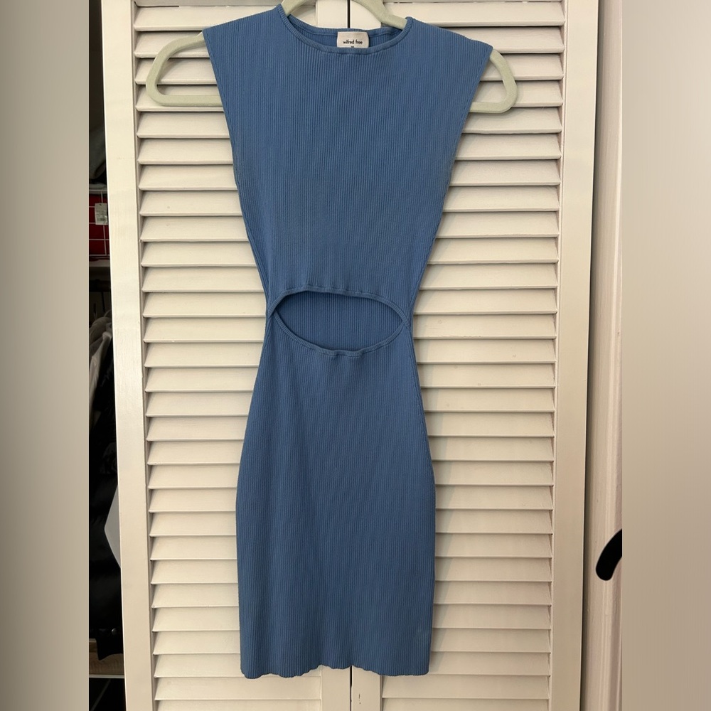 Aritzia Wilfred cutout mini dress in royal blue